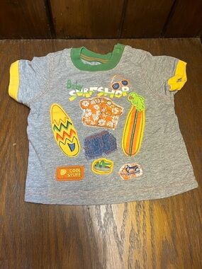 Children’s Place Baby Surf Shop Graphic Tee - Gray with Yellow & Green Accents